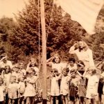 “Patsy” age four raising the flag in Maine